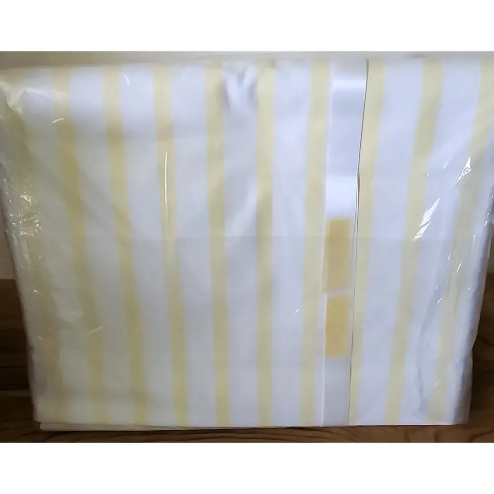 NOS Vintage Springmaid Candycale Combed Percale Flat Sheet 81x108 Yellow White